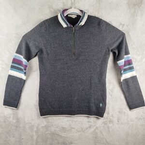 Smartwool Merino Wool 1/4 Zip Thermal Turtleneck Gray Pullover Womens XL Outdoor